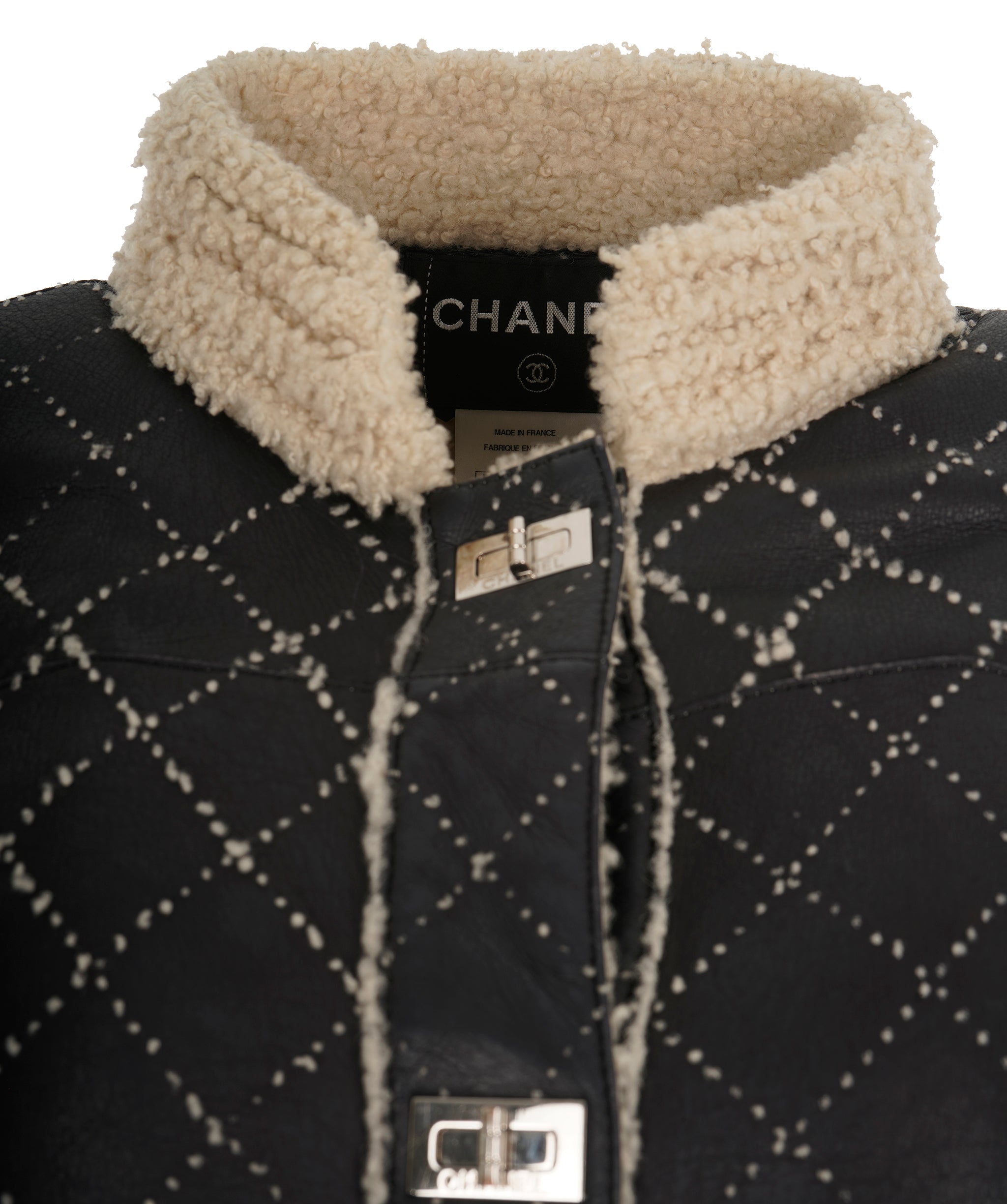 Chanel Shearling Quilted Lambskin Leather Jacket ALC1932