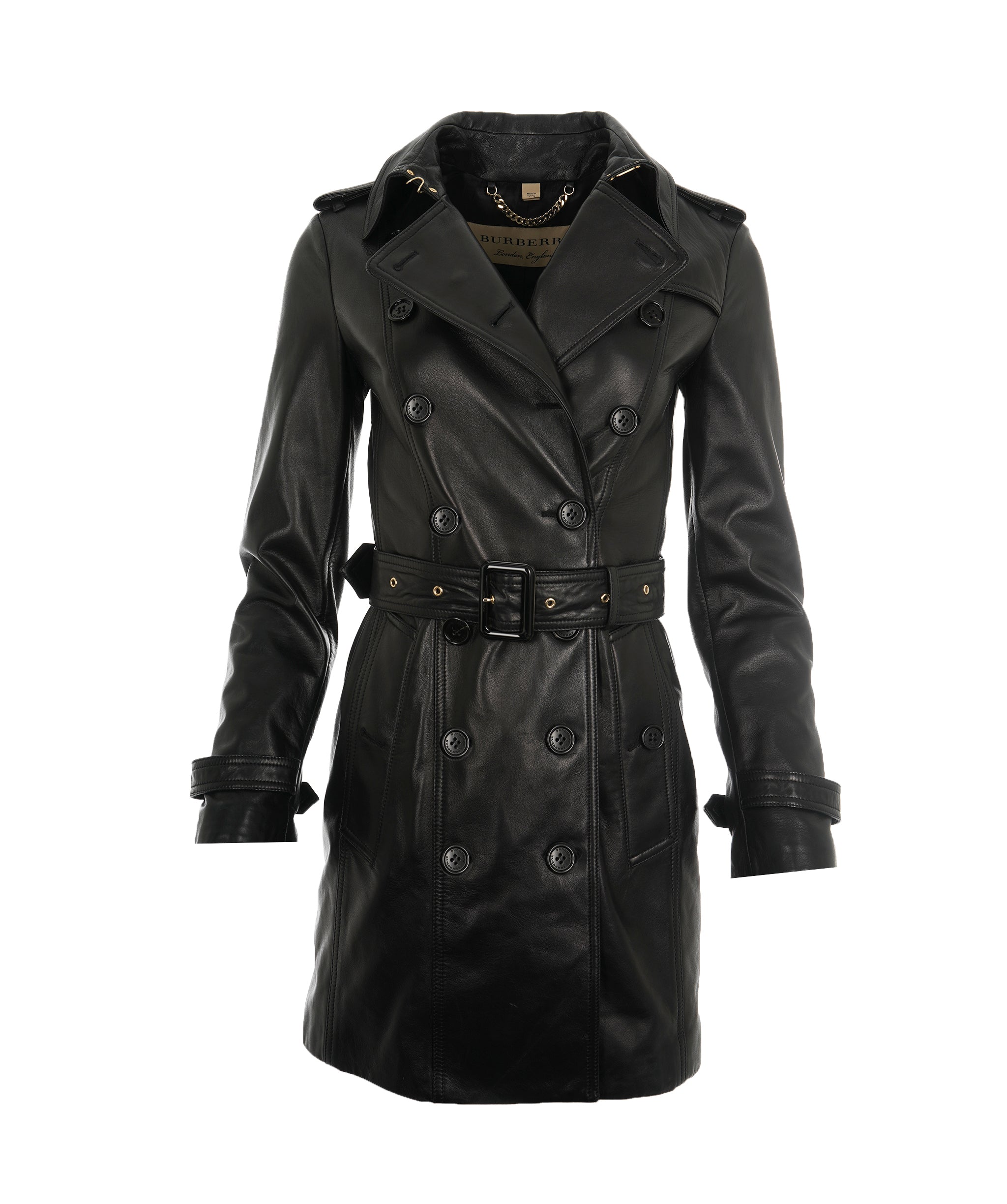 Burberry Double Breasted Leather Short Belted Coat ALC1942