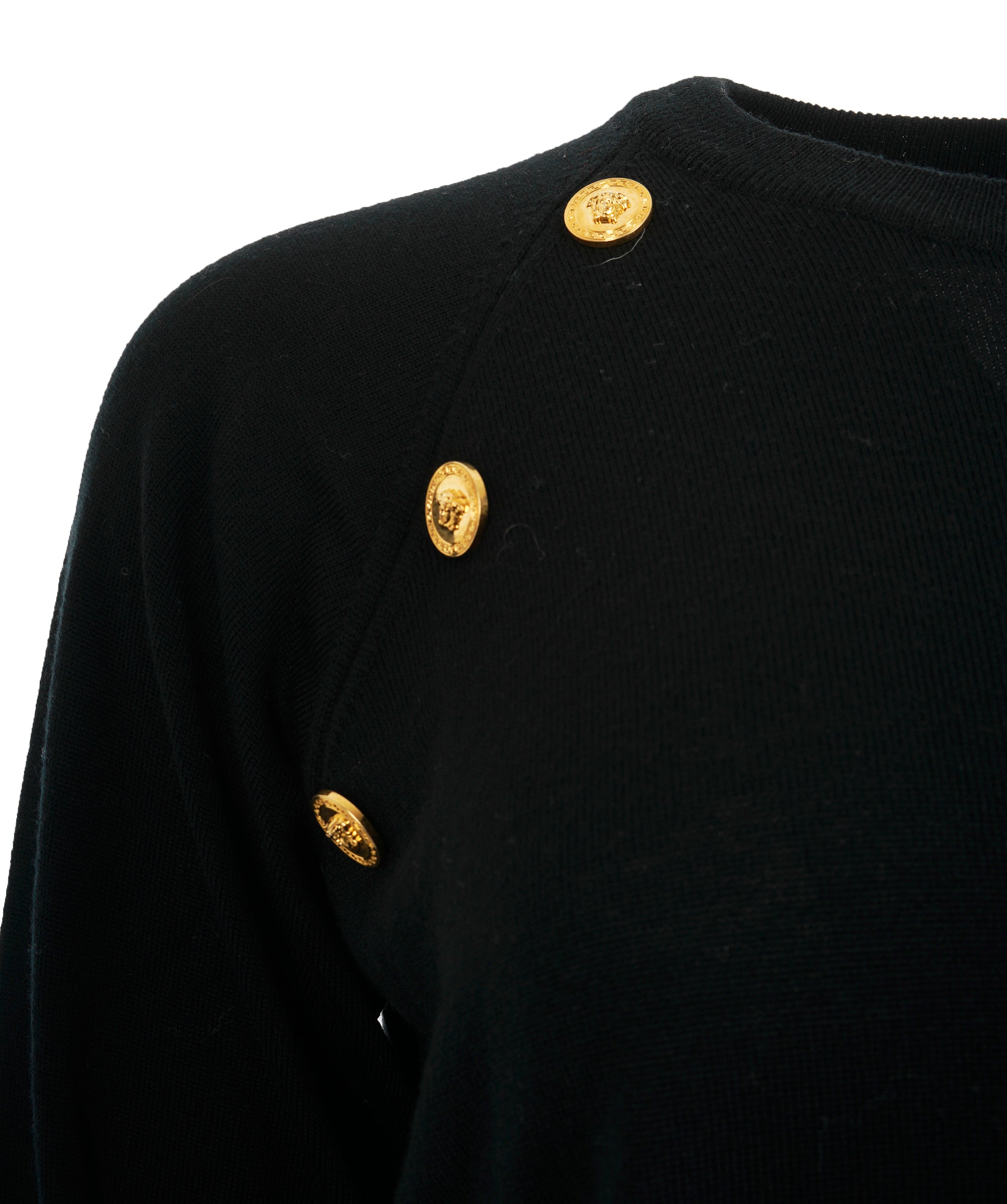 Versace black medusa embellished buttoned jumper ABL0012