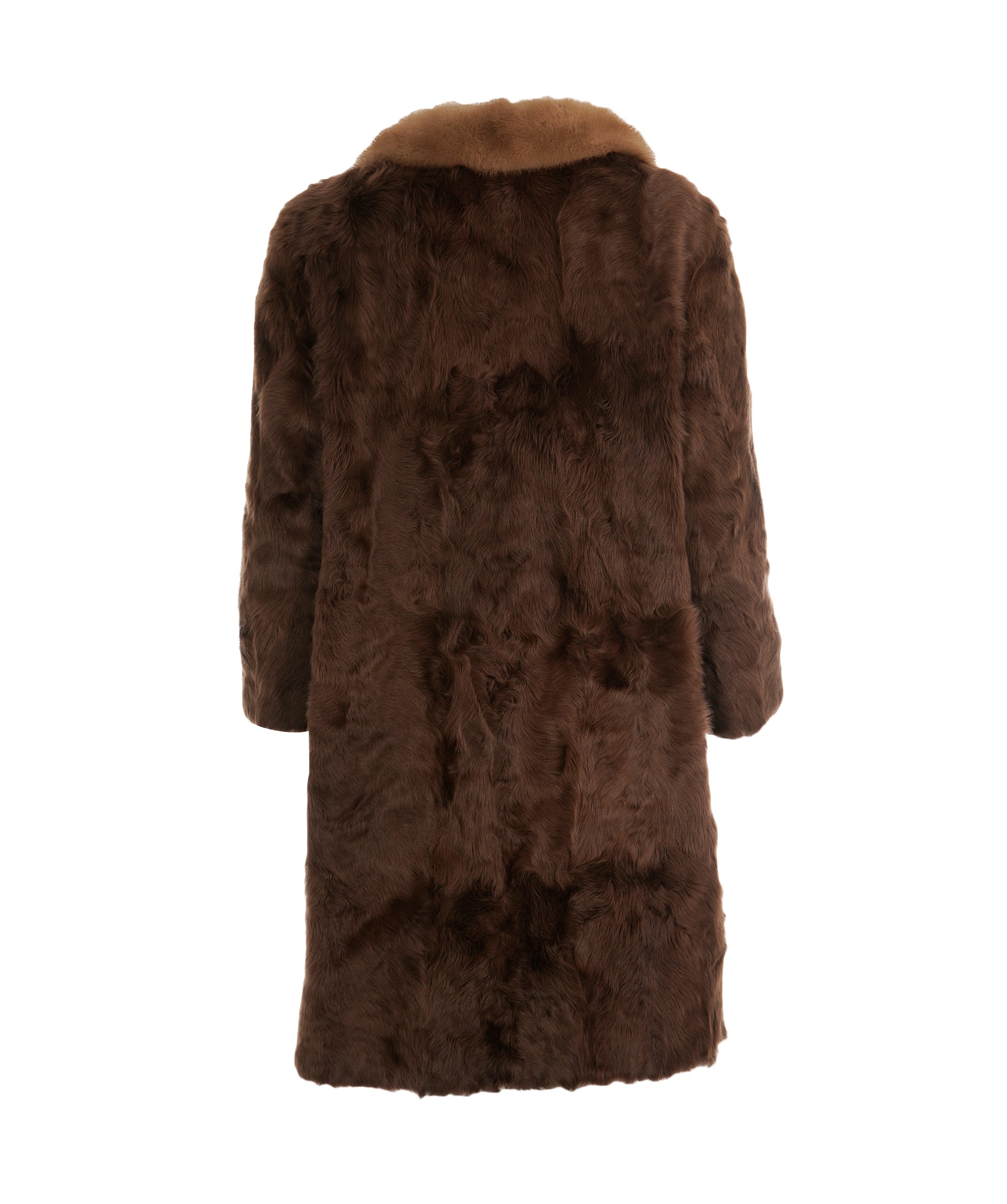 Vintage two tone brown long genuine fur coat ABL0007