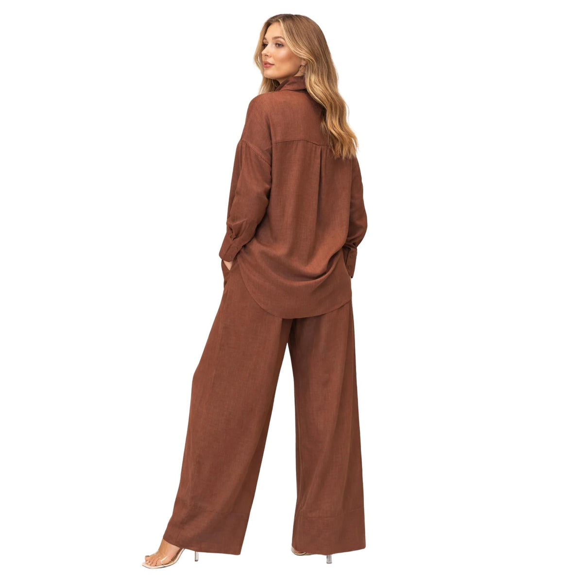 LINEN MIX EASE CO-ORD SET  زوج (SHIRT & PANTS قميص وبنطلون) “ALTHEA"