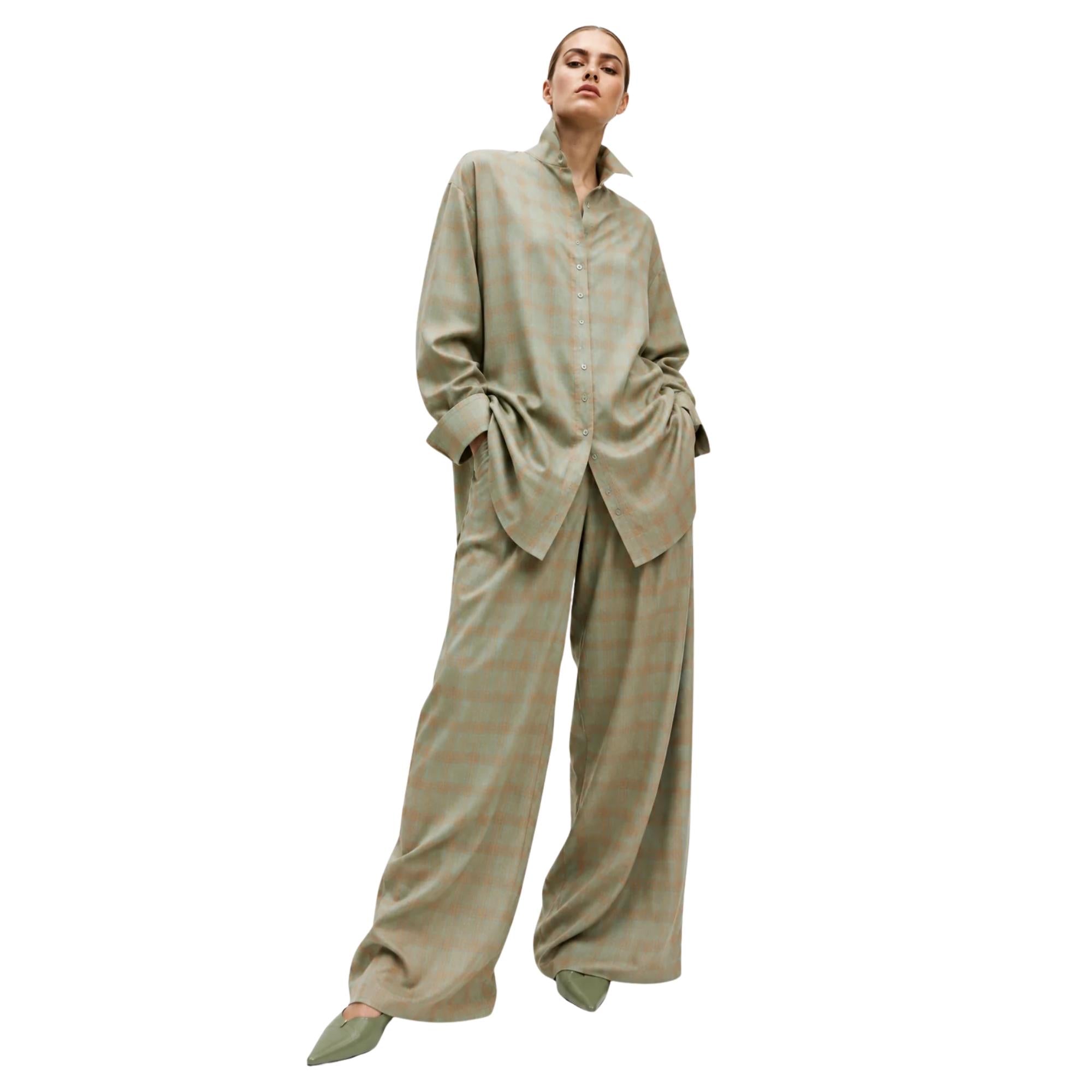 LOOSE FIT CHECKED 2PC SET  زوج (SHIRT & PANTS قميص وبنطلون) “JANE AUSTEN"
