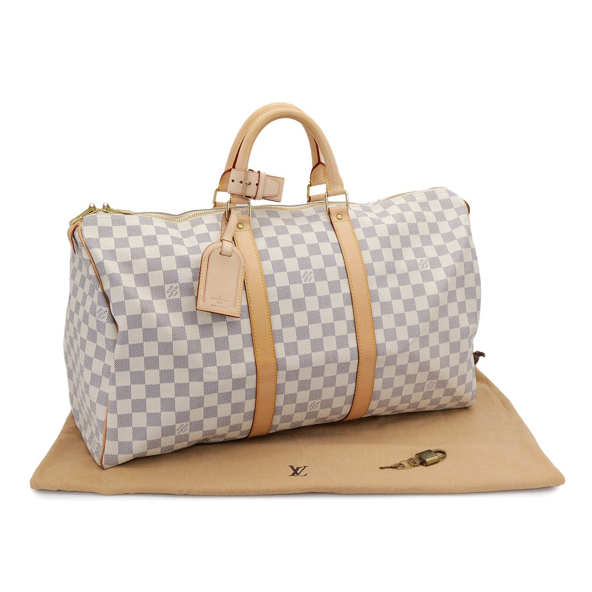 LOUIS VUITTON DAMIER AZUR KEEPALL 50 LUGGAGE WHITE N41430 90324144