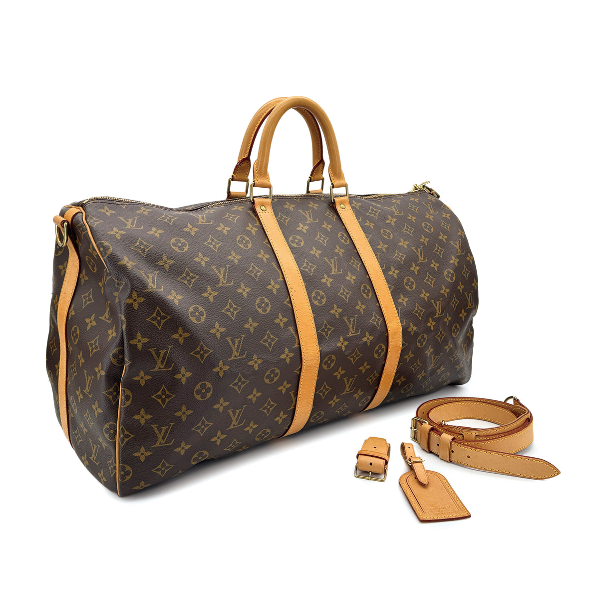 LOUIS VUITTON MONOGRAM KEEPALL BANDOULIERE 55 LUGGAGE BROWN M41414 90312566