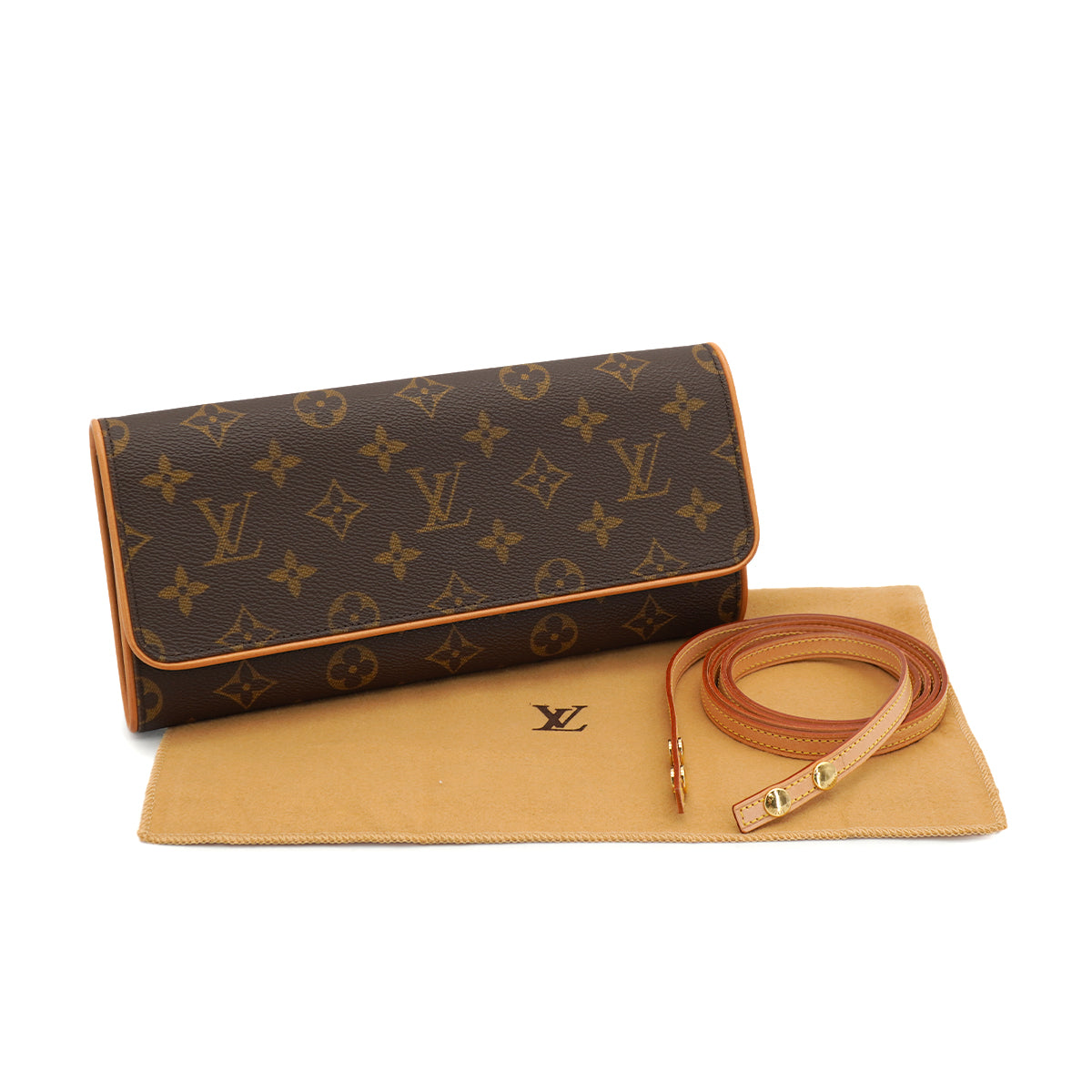 LOUIS VUITTON MONOGRAM POCHETTE TWIN GM SHOULDER BAG BROWN M51852 90328118