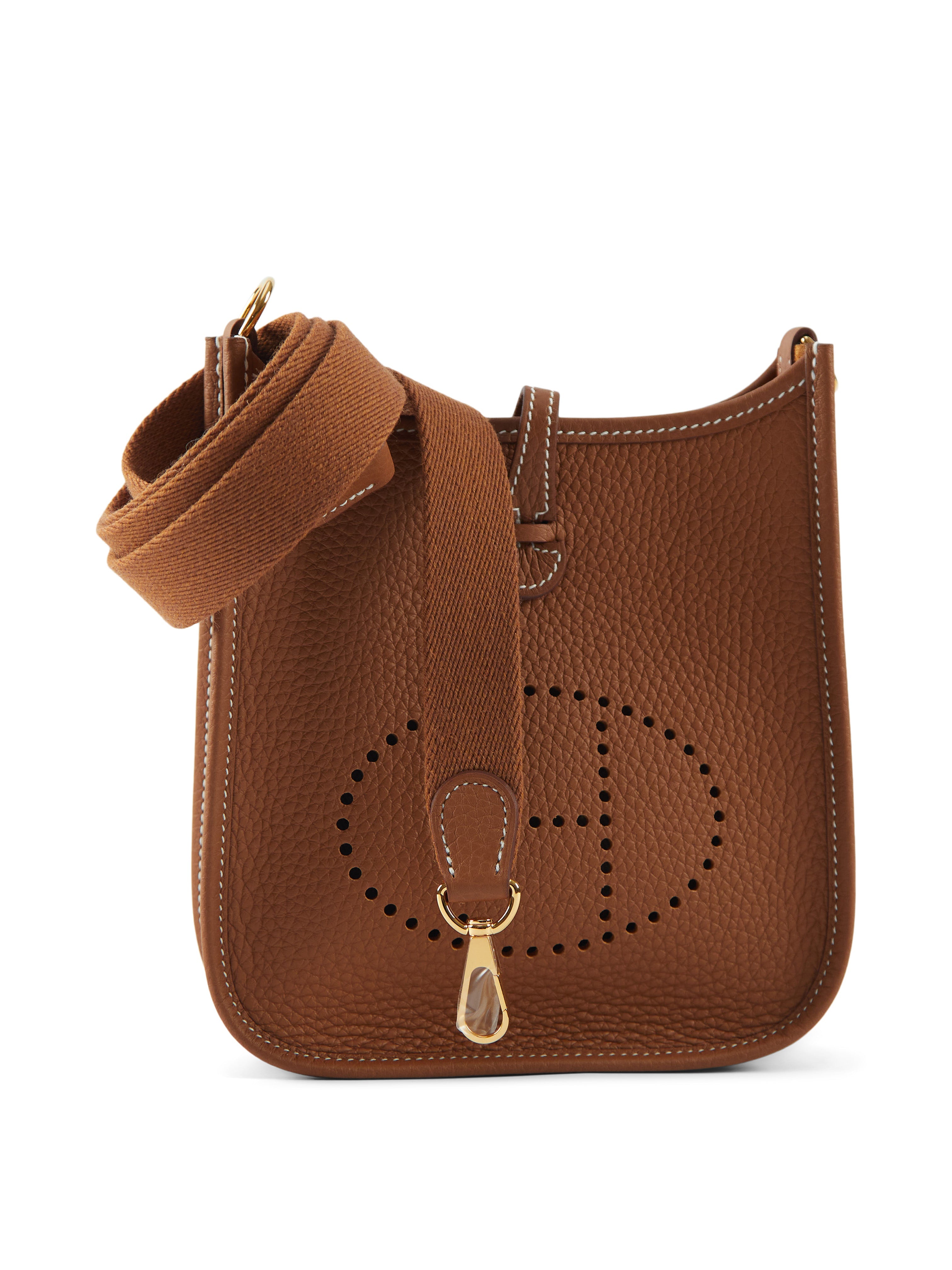 HERMÈS MINI EVELYNE TPM GOLD Clemence Leather with Gold Hardware