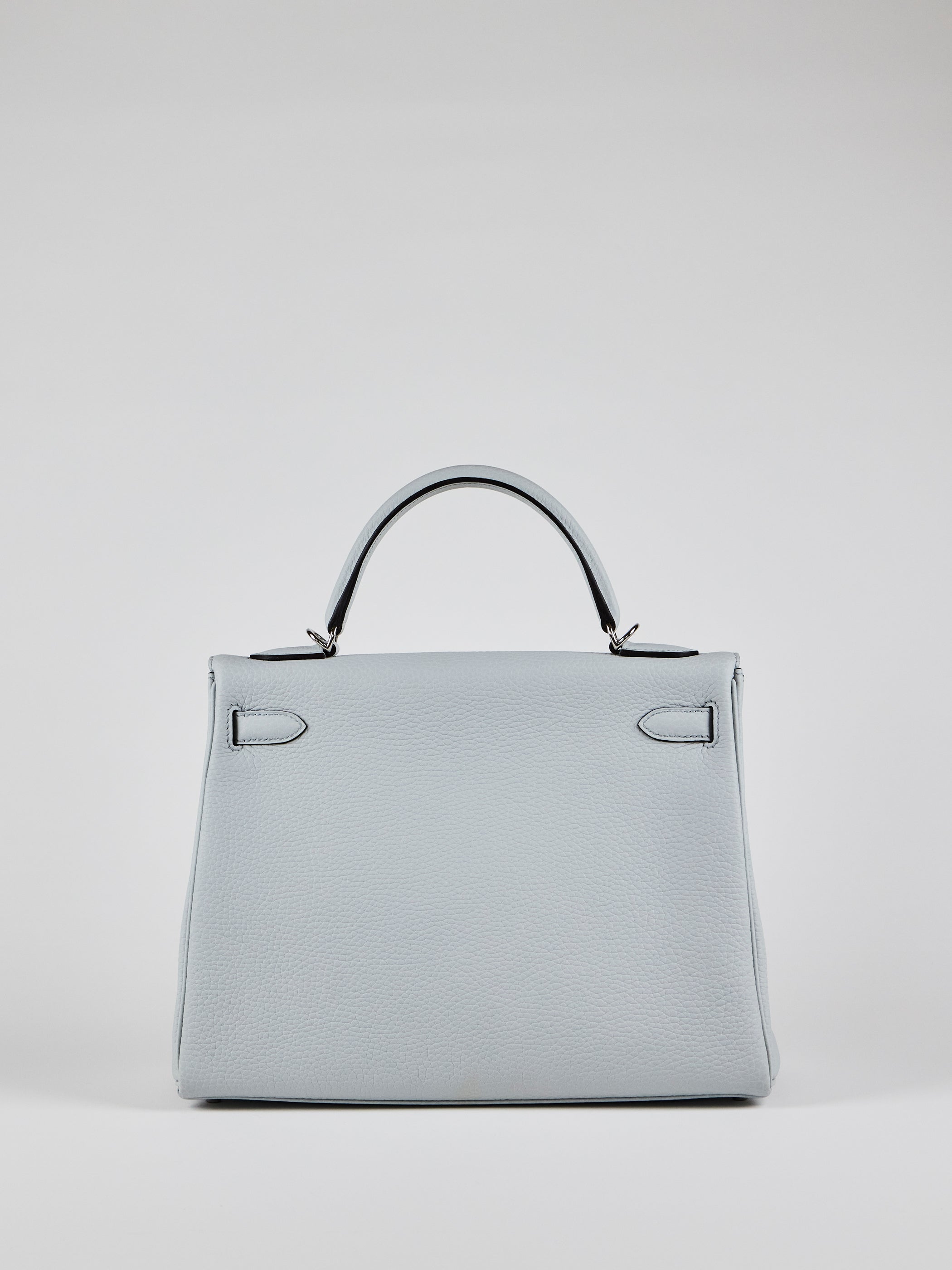 HERMÈS KELLY 32CM BLUE PALE Clemence Leather with Palladium Hardware