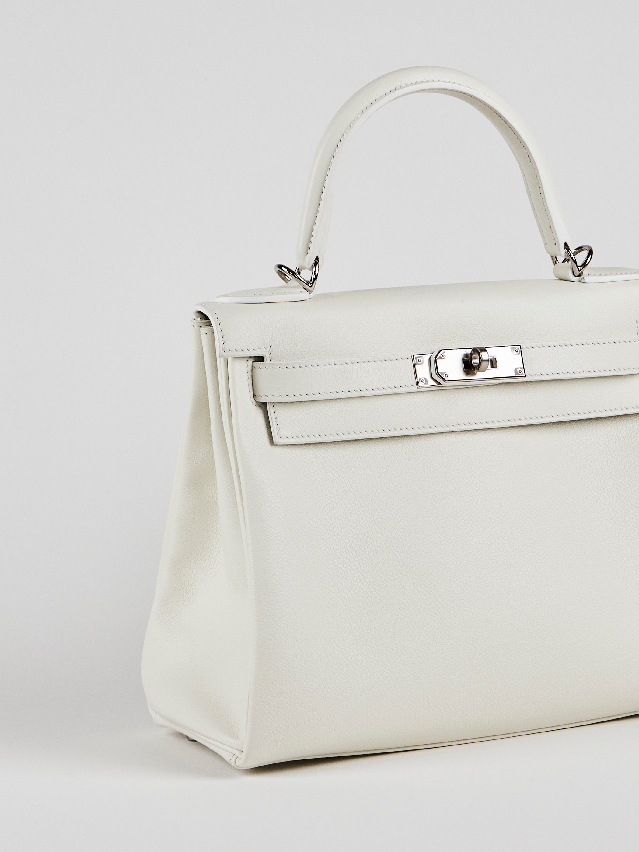 HERMÈS KELLY 28CM NEW WHITE Evercolour Leather with Palladium Hardware