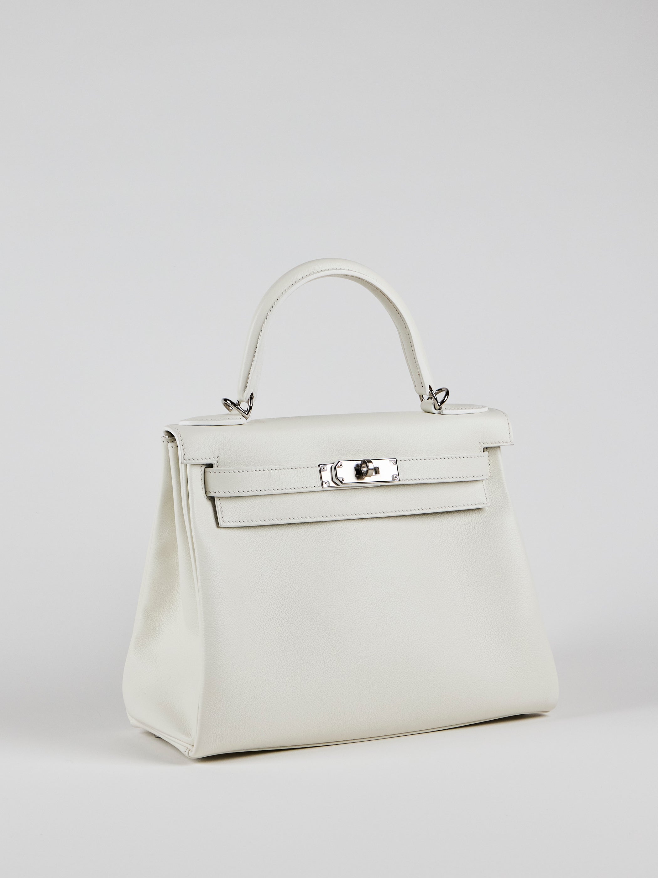 HERMÈS KELLY 28CM NEW WHITE Evercolour Leather with Palladium Hardware