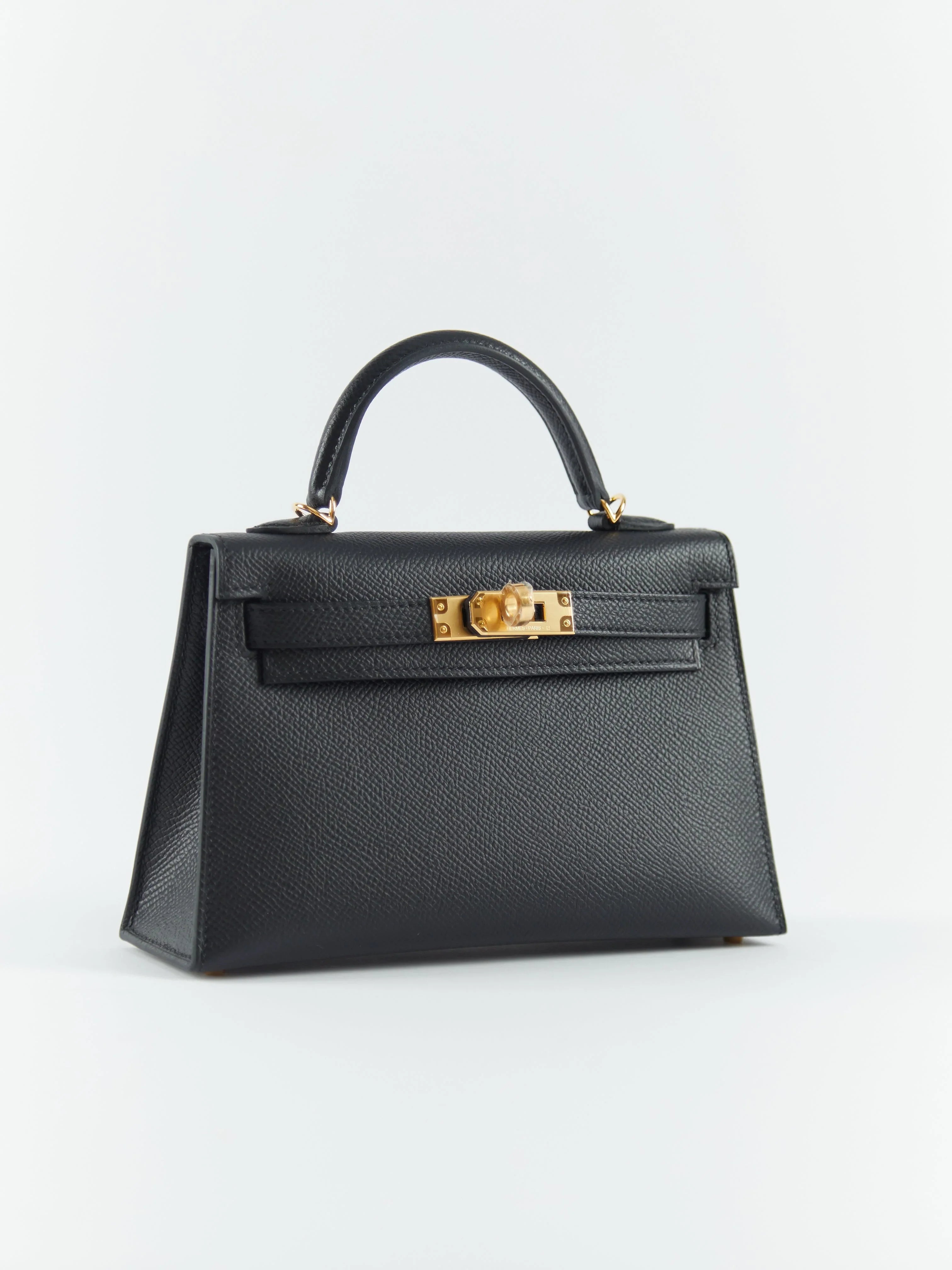 HERMÈS MINI KELLY II 20CM BLACK Epsom Leather with Gold Hardware