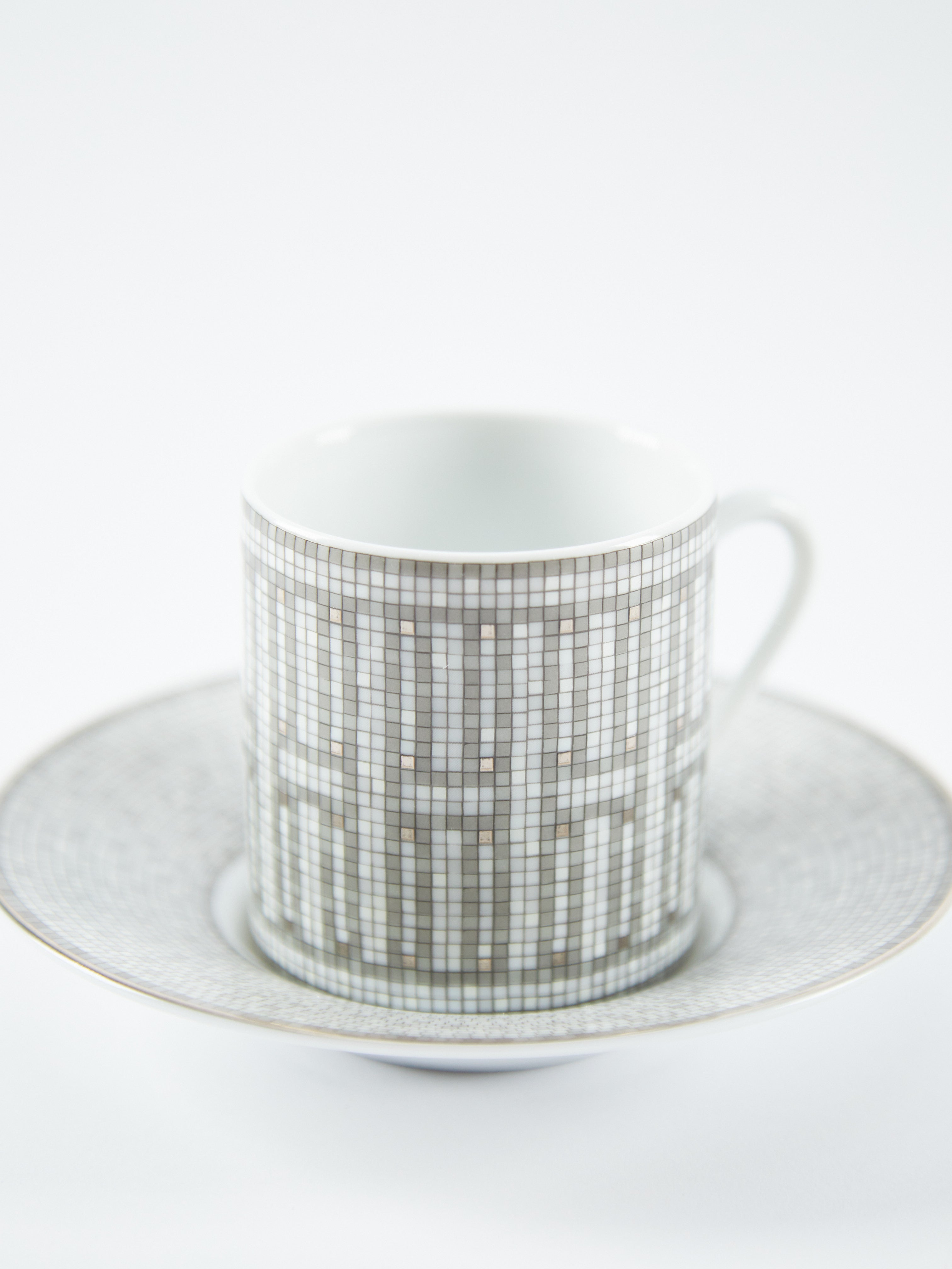 HERMÈS Mosaique au 24 Platinum Coffee Cups & Saucers