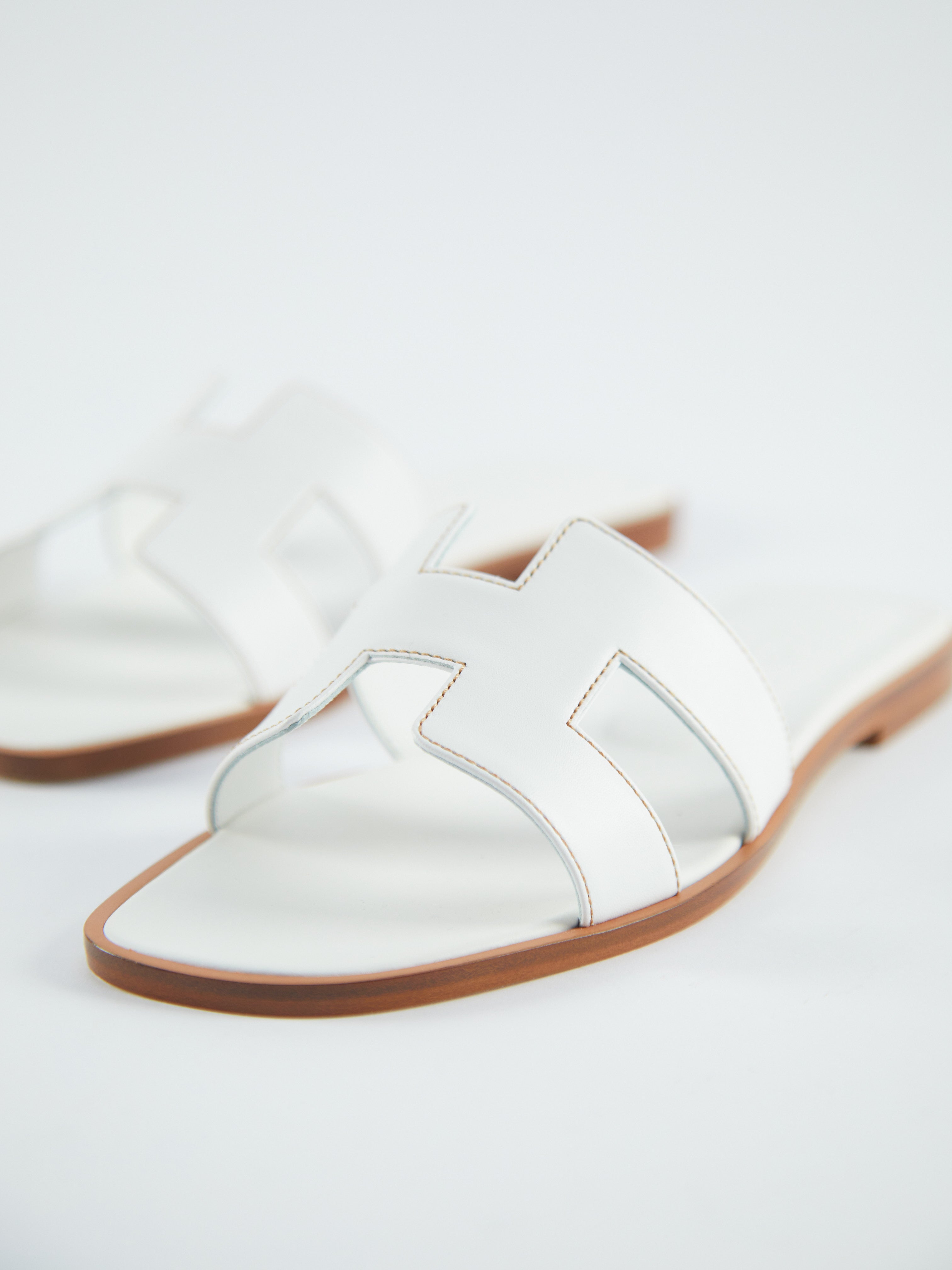 HERMÈS ORAN SANDAL White - Size 38