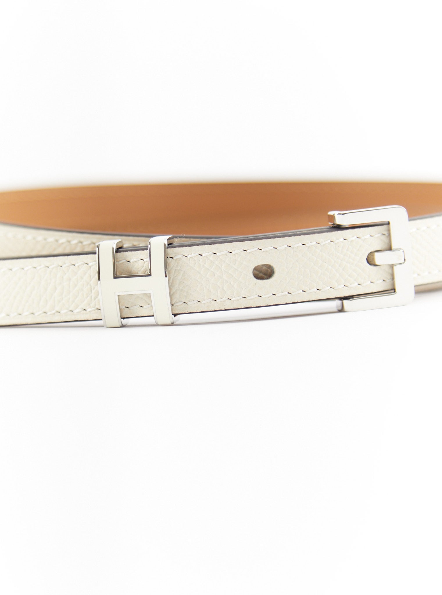 HERMÈS POP H 15 BELT 85 CRAIE Epsom Leather with Palladium Hardware