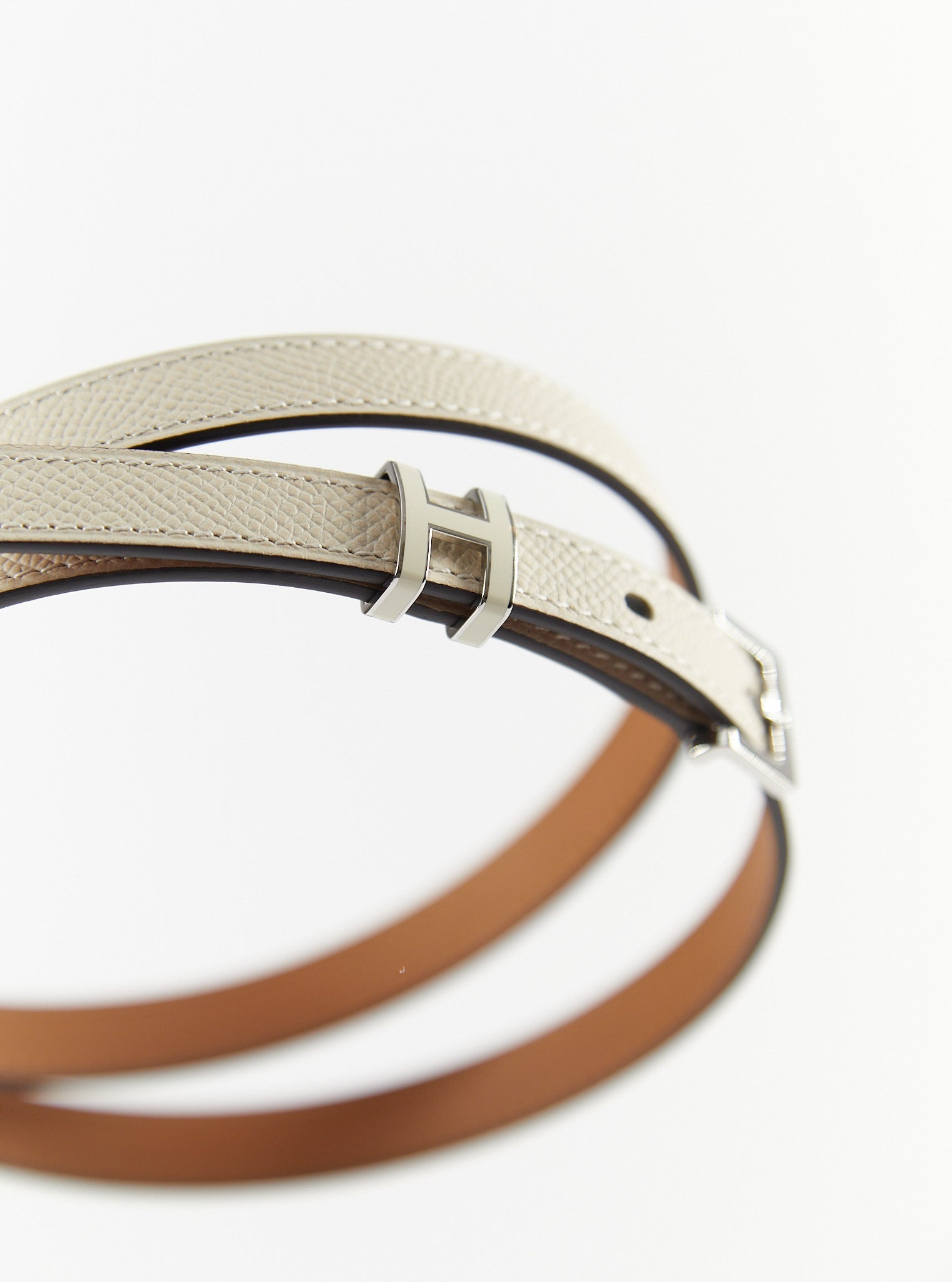 HERMÈS POP H 15 BELT 85 CRAIE Epsom Leather with Palladium Hardware