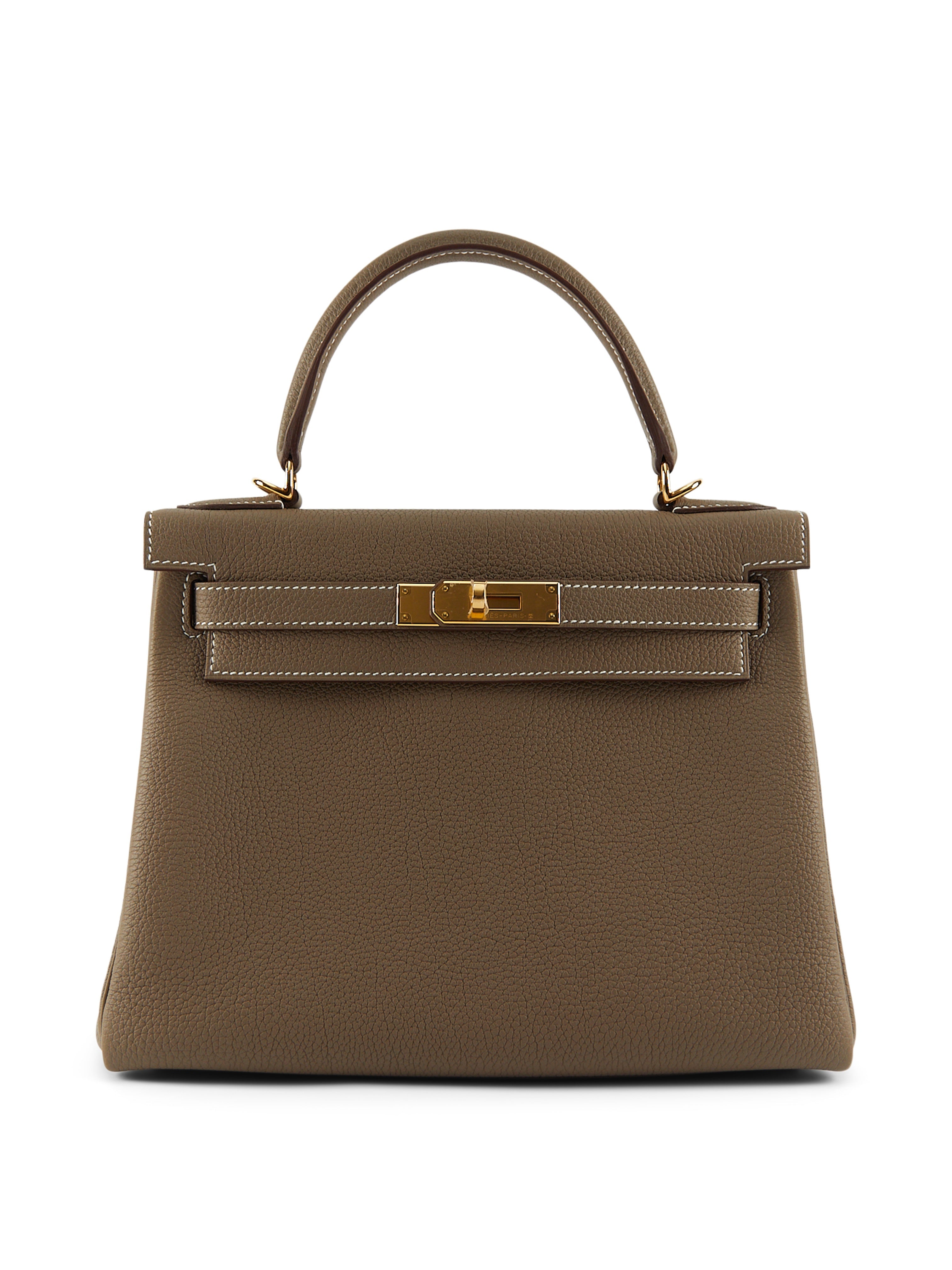 HERMÈS KELLY 28CM ETOUPE Togo with Gold Hardware