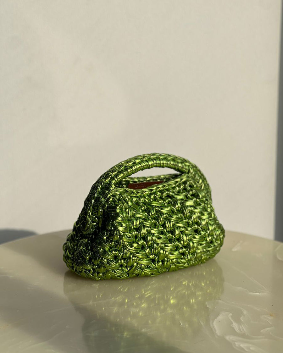 Grand Galactica Metallic Rope Lime Green Basket Bag