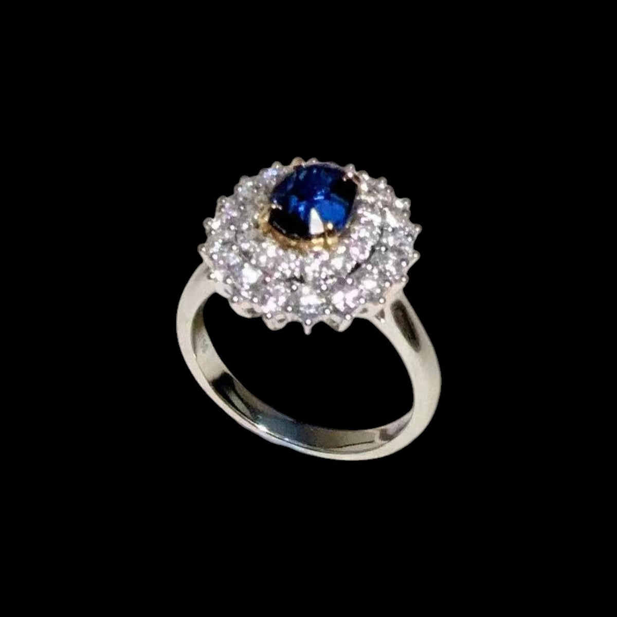 1.69ct Sri Lanka "Royal Blue" Sapphire & 1.0ct Natural Diamond Ring set in 18K White Gold