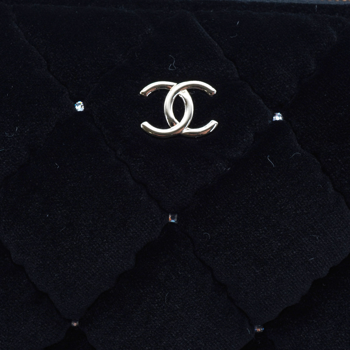 CHANEL MATELASSE RHINESTONE CHAIN SHOULDER BAG BLACK VELOR 90332583