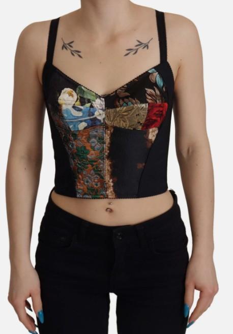 Dolce & Gabbana  Cropped Top Blouse Corset Patchwork Sicily DG122F