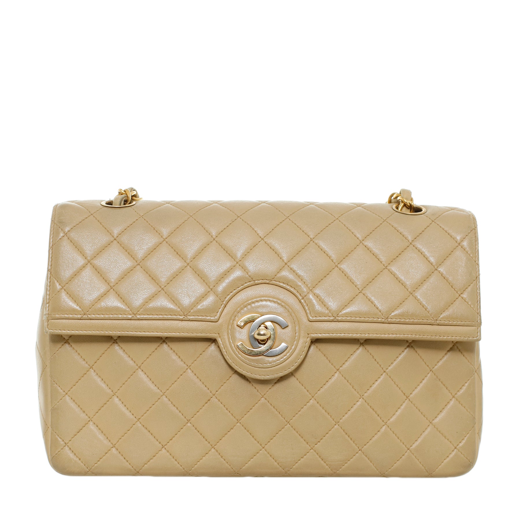 Chanel Vintage Two-Tone CC Quilted Single Flap Bag CHA11945B