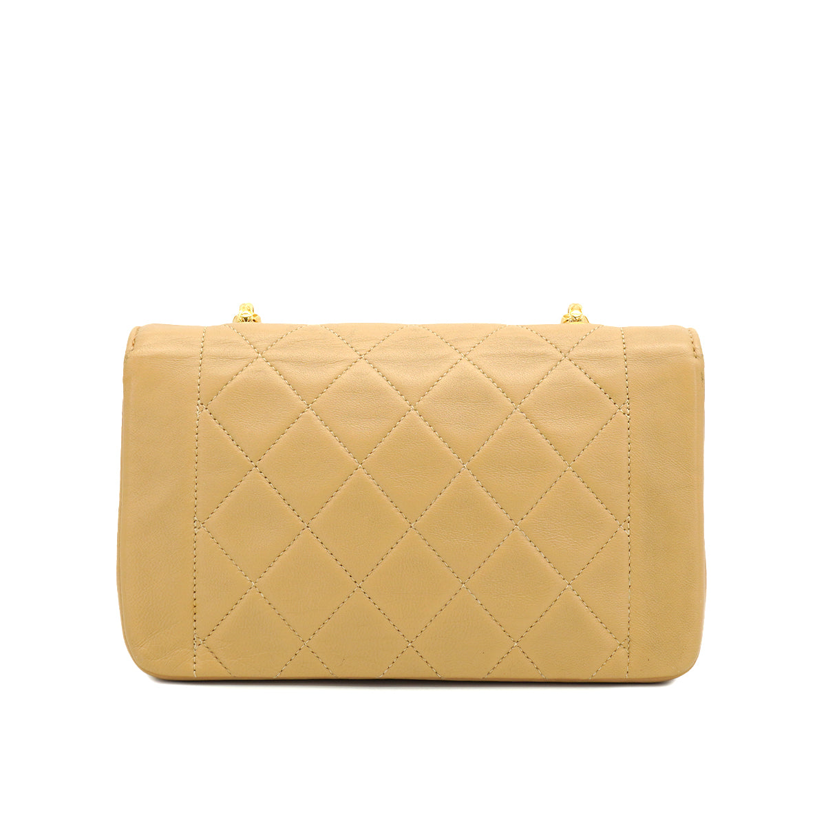 VINTAGE CHANEL MINI MATELASSE CHAIN SHOULDER BAG BEIGE LAMB SKIN GOLD HARDWARE 90333735