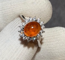 Mandarine garnet ring with white zircon Silver 925 DXBCS3723