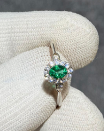 Panjsher emerald ring with white zircon Silver 925 DXBCS3732