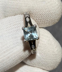 Aquamarine ring with white zircon Silver 925 DXBCS3739