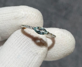 Aquamarine ring with white zircon Silver 925 DXBCS3741