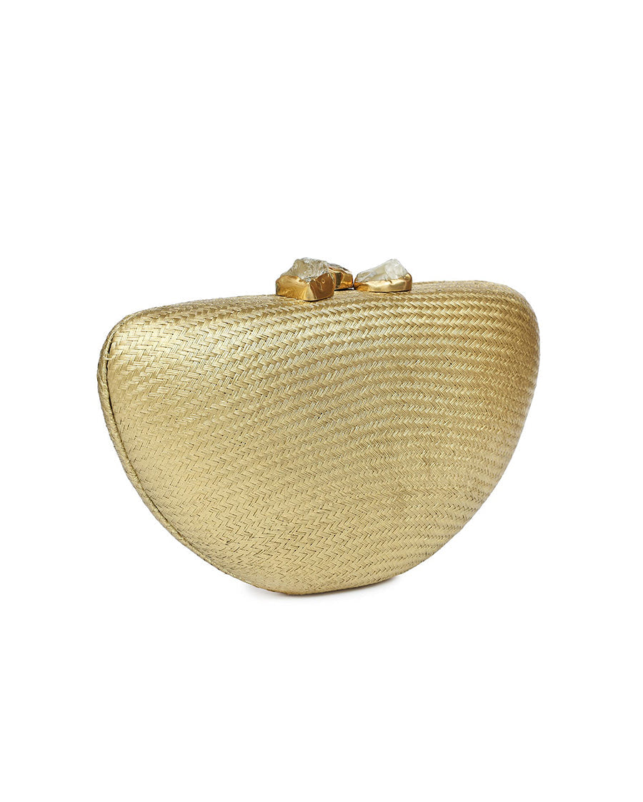 Margot Gold Clutch with Quartz Stone