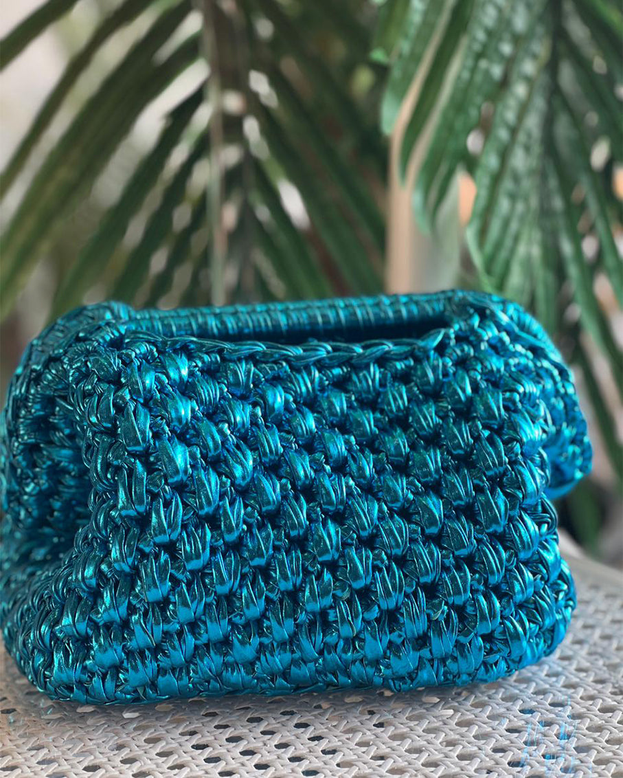 Metallic Handmade Braid Bag Classic Blue
