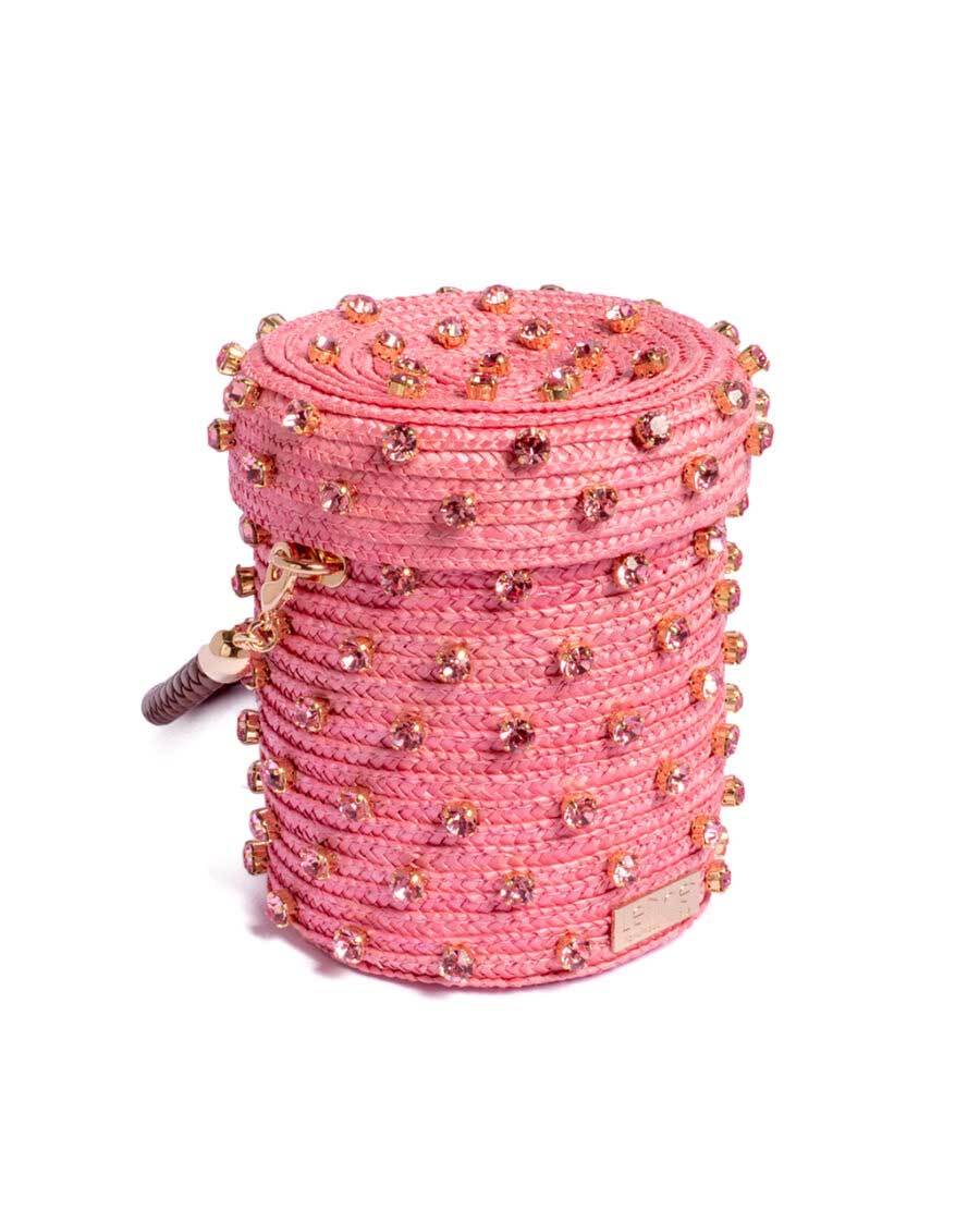 Mini Cylinder Mono Cotton Bag - Light Rose