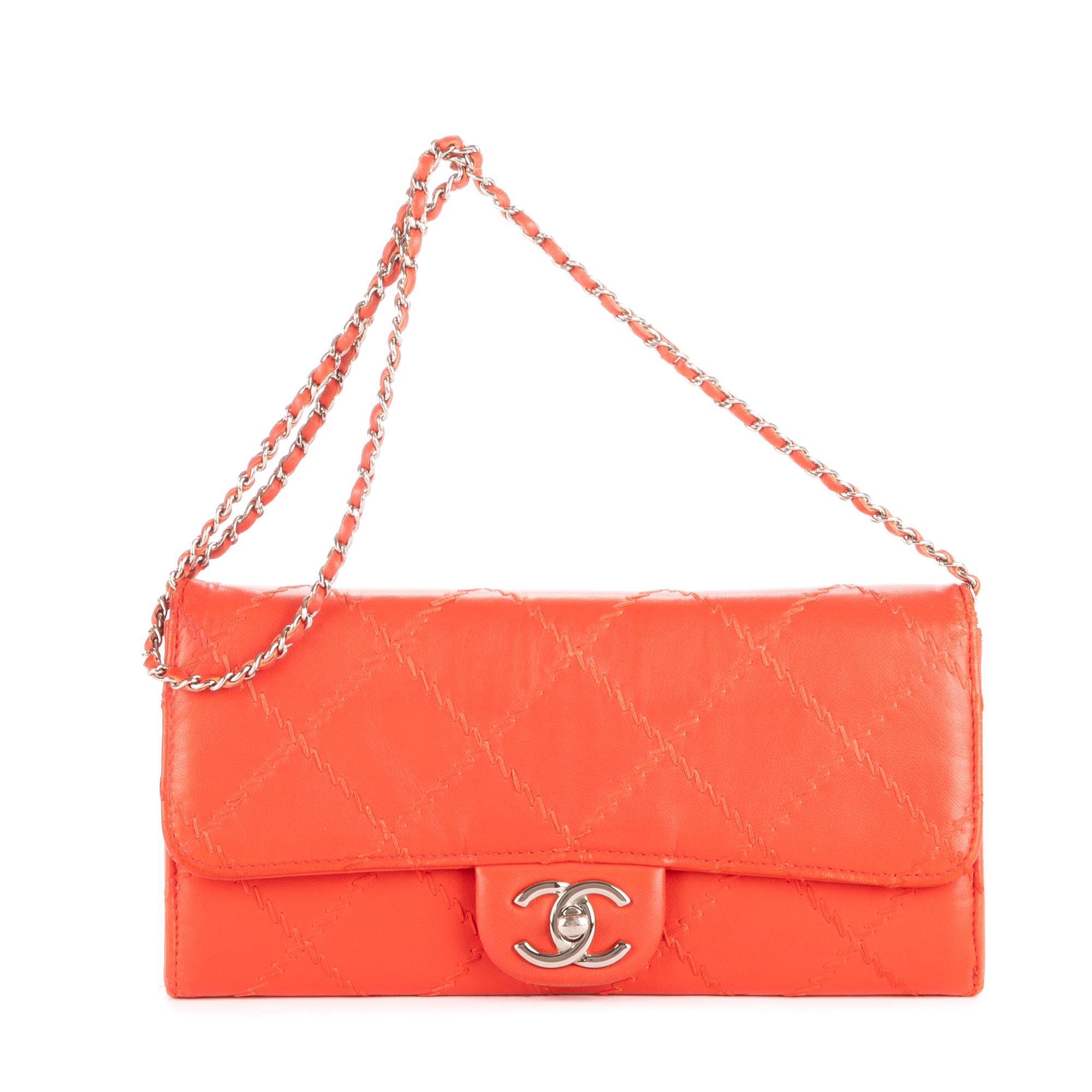 Chanel Orange Calf leather WOC Flap Ultrastiched OAG7615