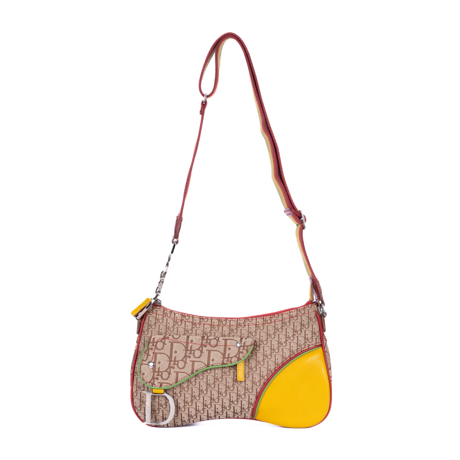 Dior Rasta Trotter Double Saddle Bag 0 Beige/Yellow Oblique Jacquard Canvas OAH0091
