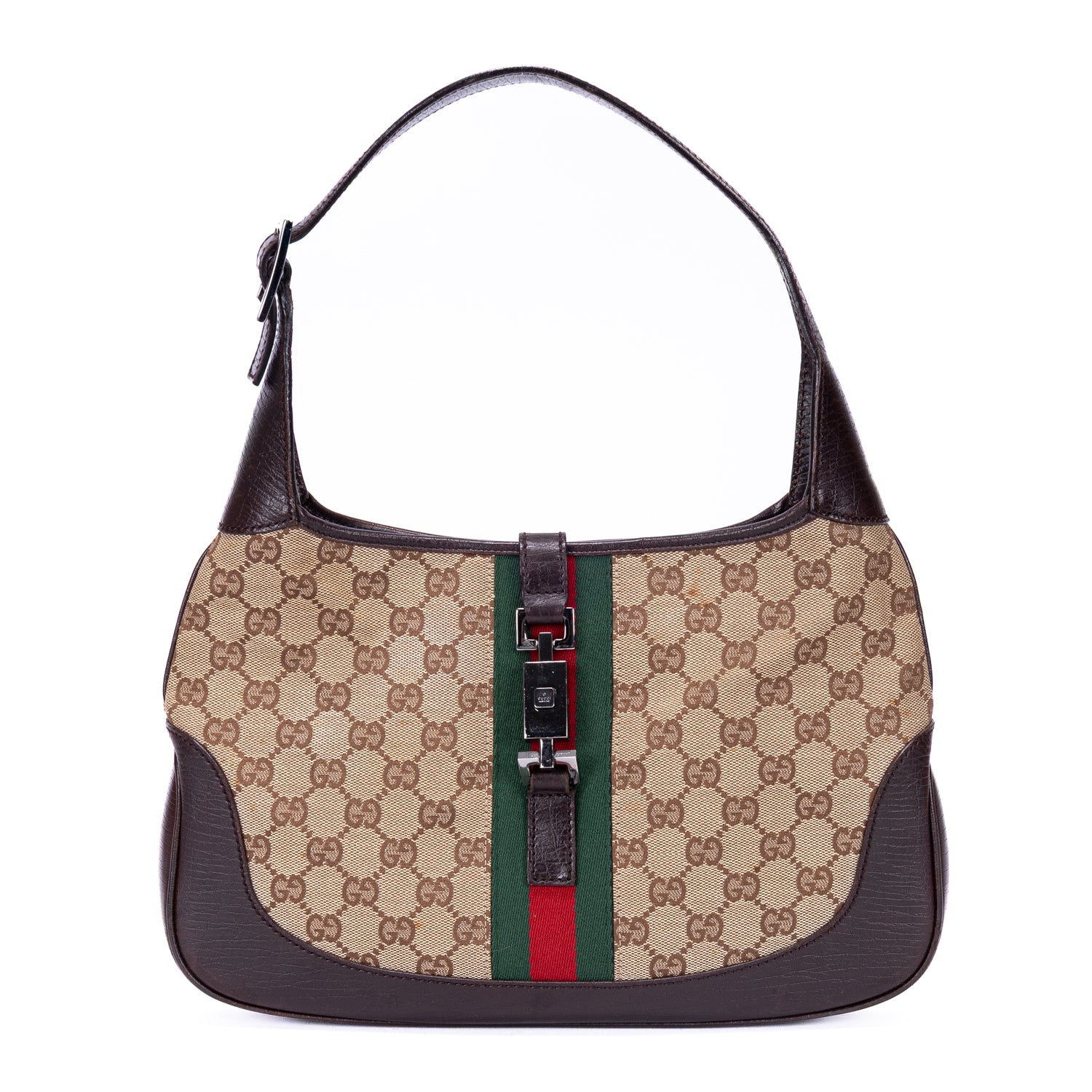 Gucci Jackie 0 Beige/Dark Brown Jacquard Canvas OAH0174