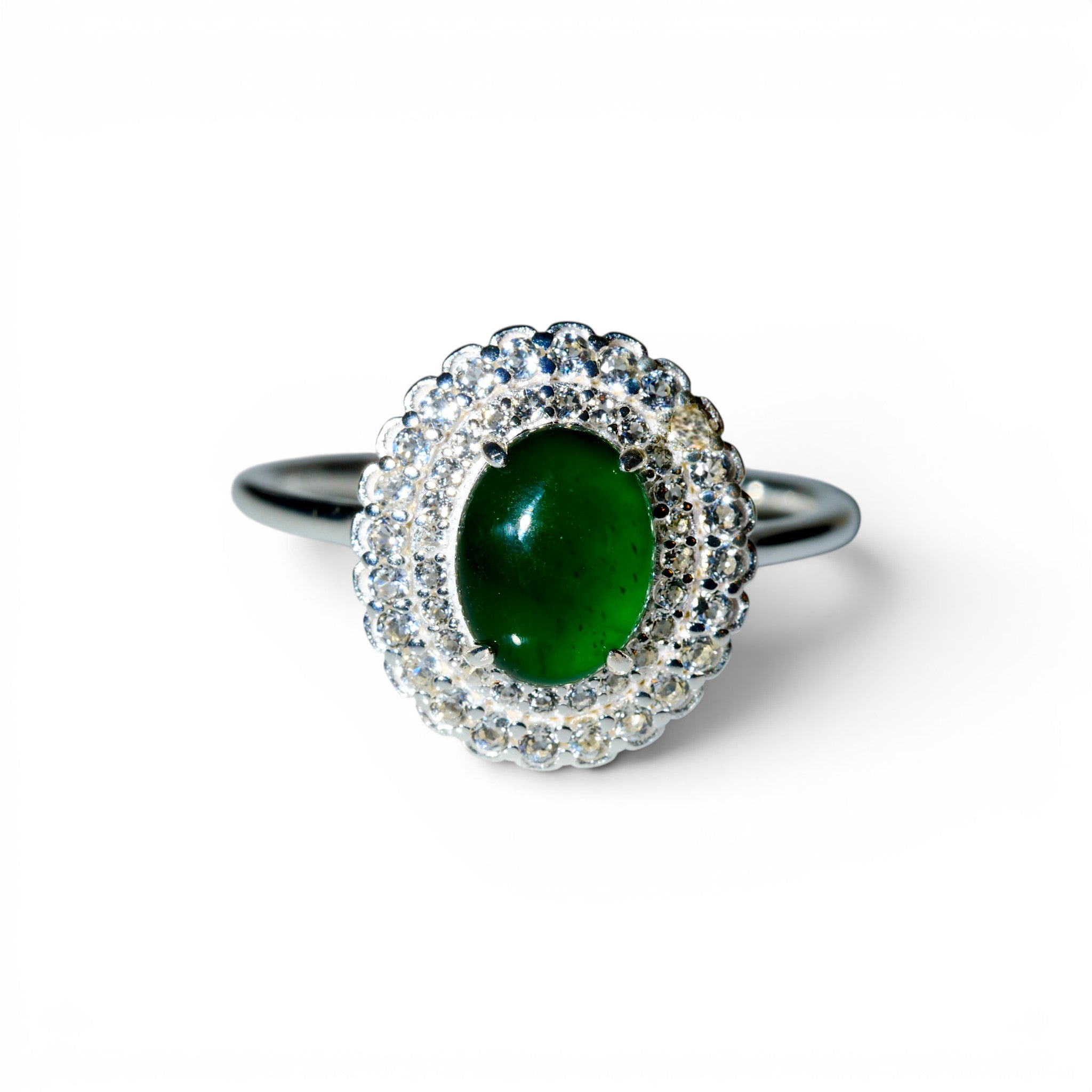 "Diana" Imperial Jade Sterling Silver Ring