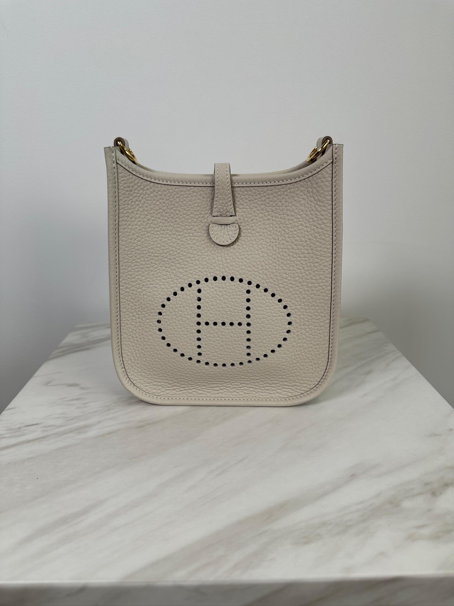 Hermès Mini Evelyne Craie Taurillon Clemence Gold Hardware