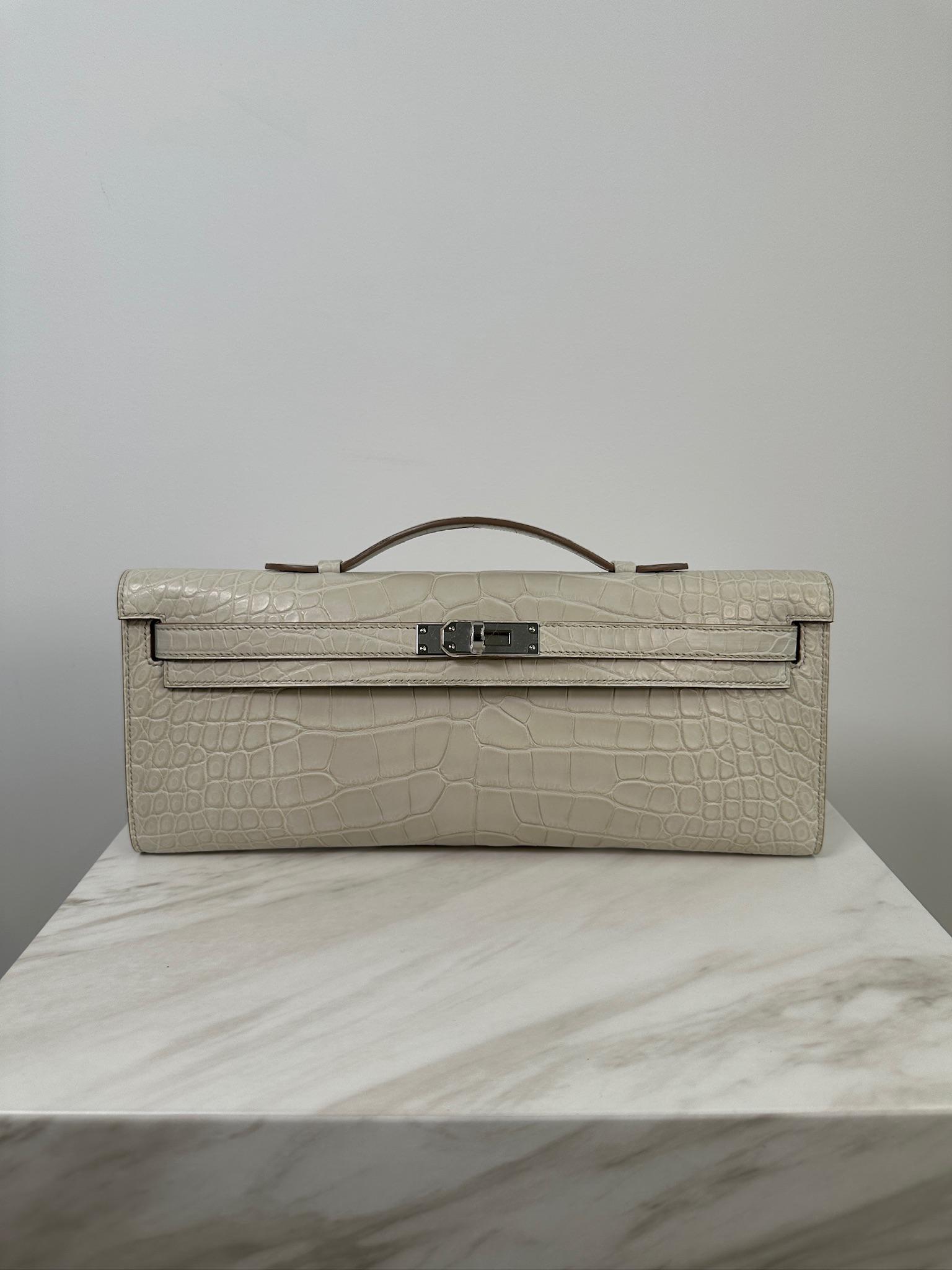 Hermès Kelly Cut Beton Matte Alligator Palladium Hardware
