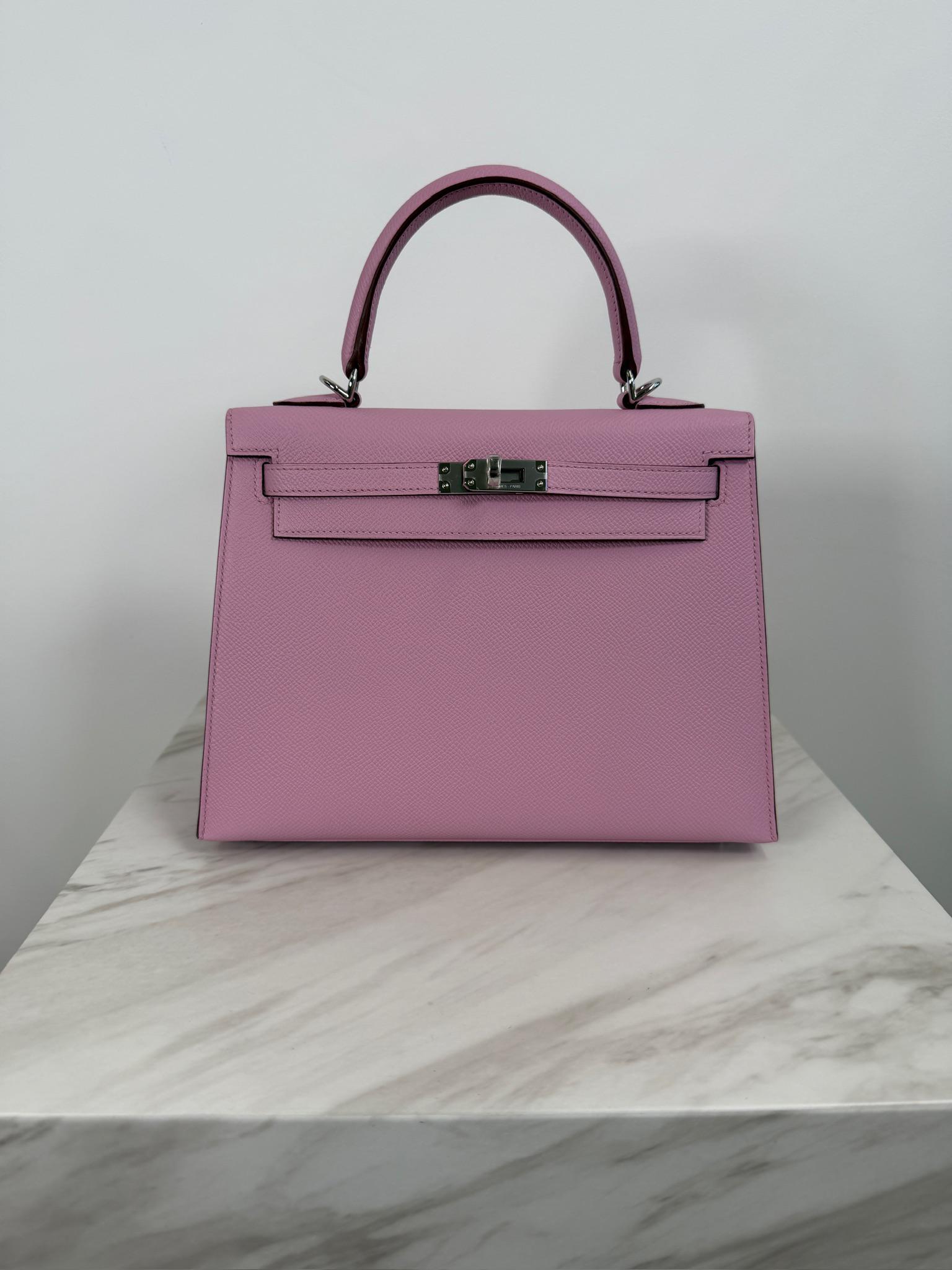 Kelly 25 Sylveter Mauve Epsom Palladium Hardware