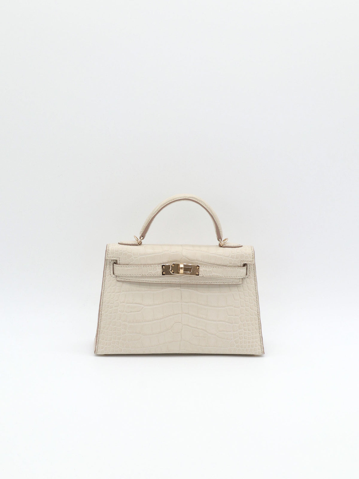 Hermès Mini Kelly Beton Matte Croc Permabrass Hardware