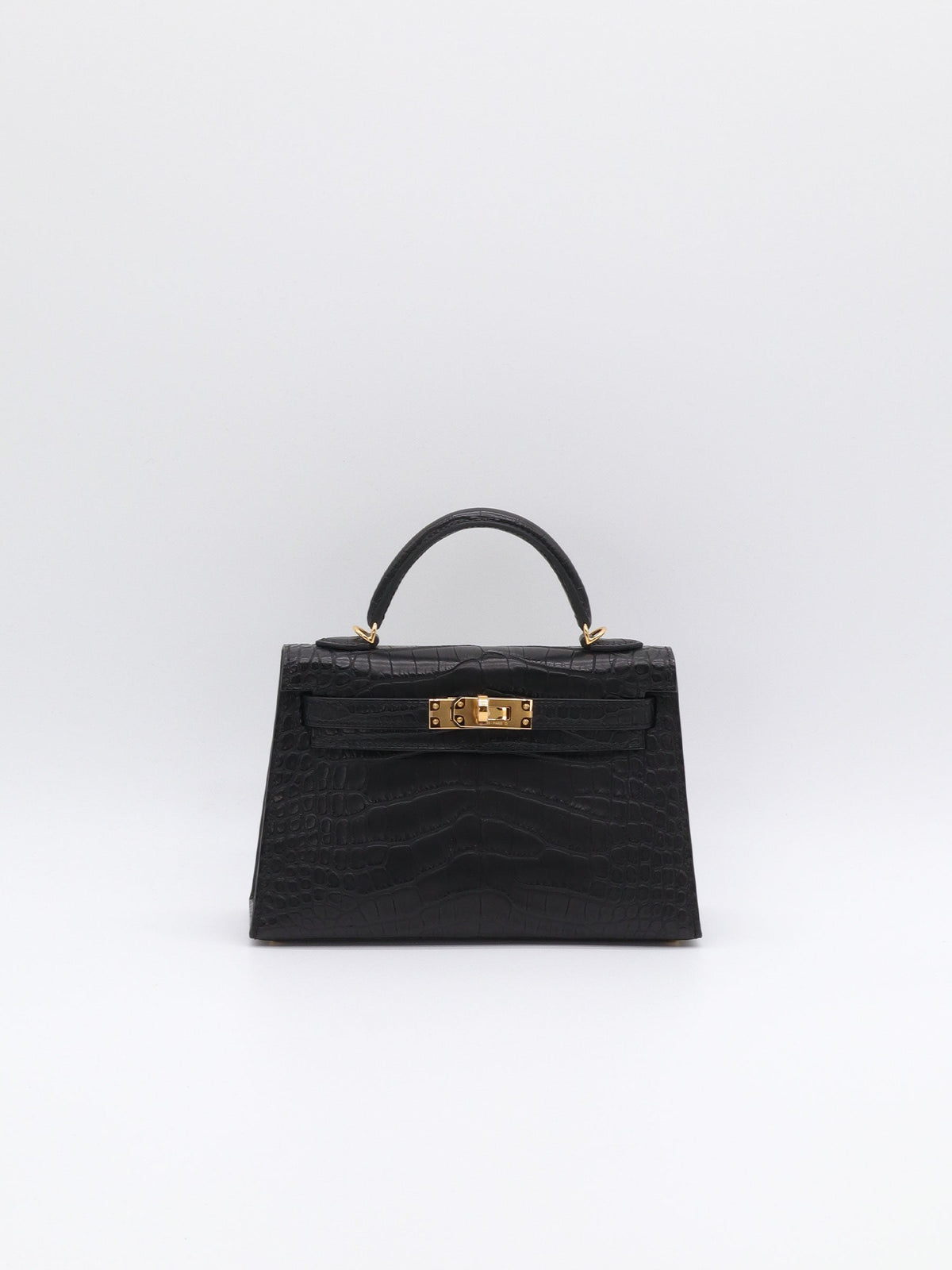 Hermès Mini Kelly Black Matte Alligator Gold Hardware