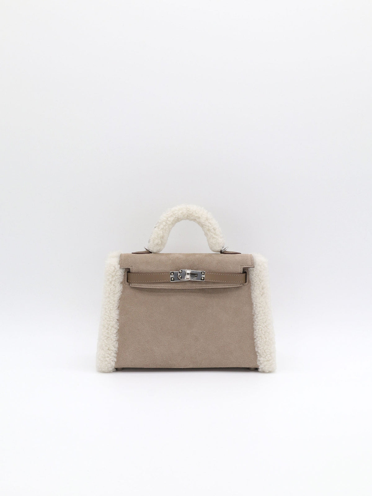 Hermès Mini Kelly Teddy Gris Caillou/ Etoupe/ Ecru Grizzly/ Mouton Merinos/ Swift Palladium Hardware