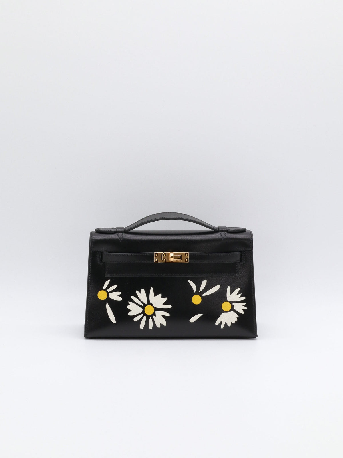 Hermès Kelly Pochette Marquete Noir/ Blanc/ Jaune De Naples Box Leather Gold Hardware