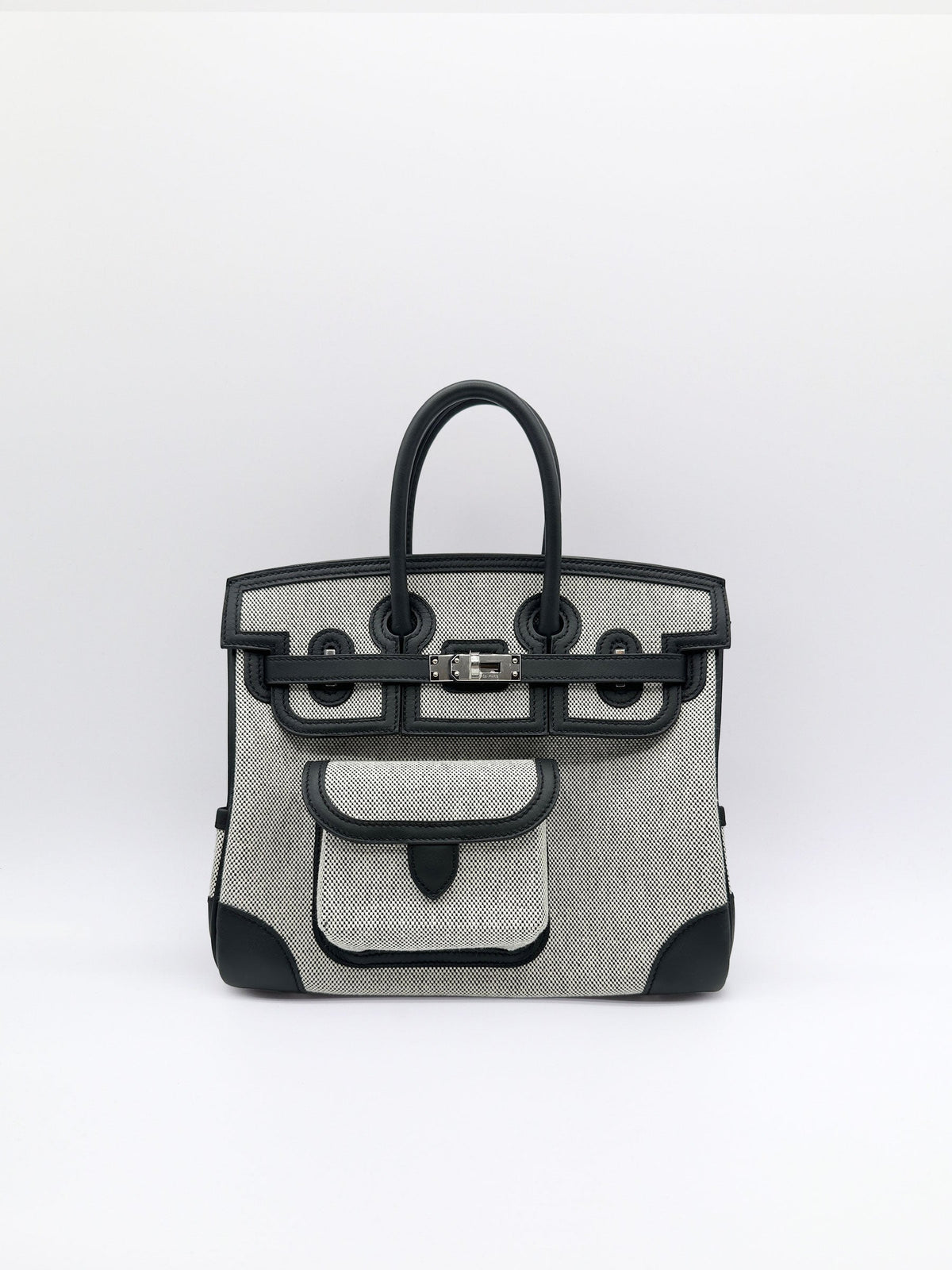Hermès Birkin 25 Cargo Noir/Ecru Swift/Toilewith Palladium Hardware