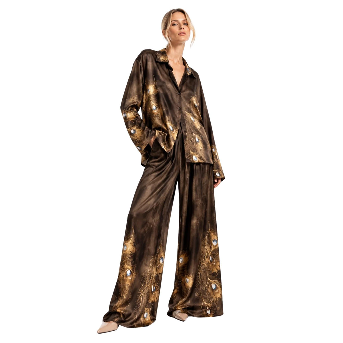 PEACOCK PRINT CO-ORD SET  زوج “ZINAIDA”