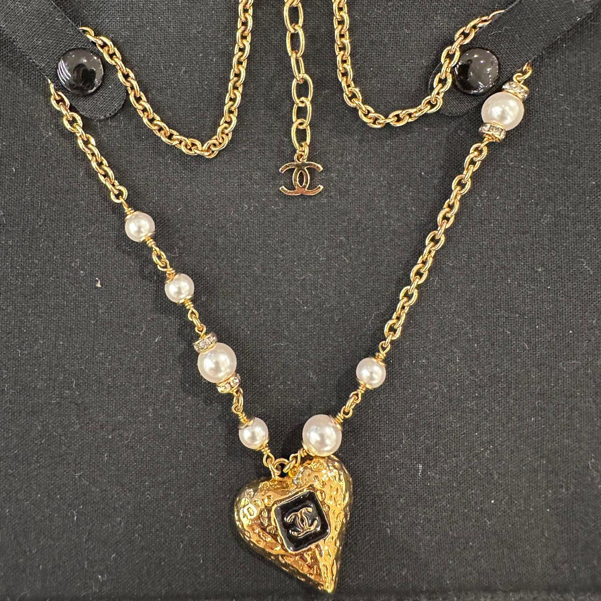 Chanel Pearl & Heart Necklace