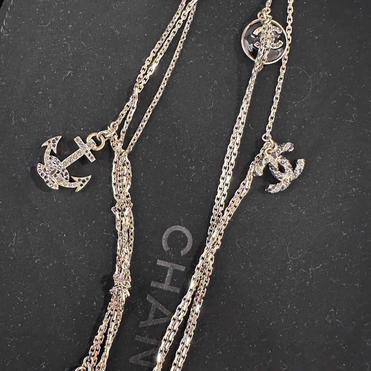 Chanel Triple Chain with Chanel Anchors & Charms Necklace