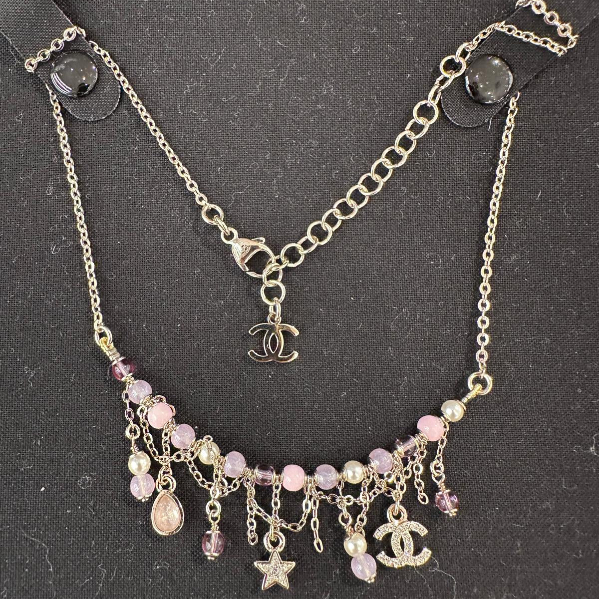 Chanel Pink Pearls Charms Necklace