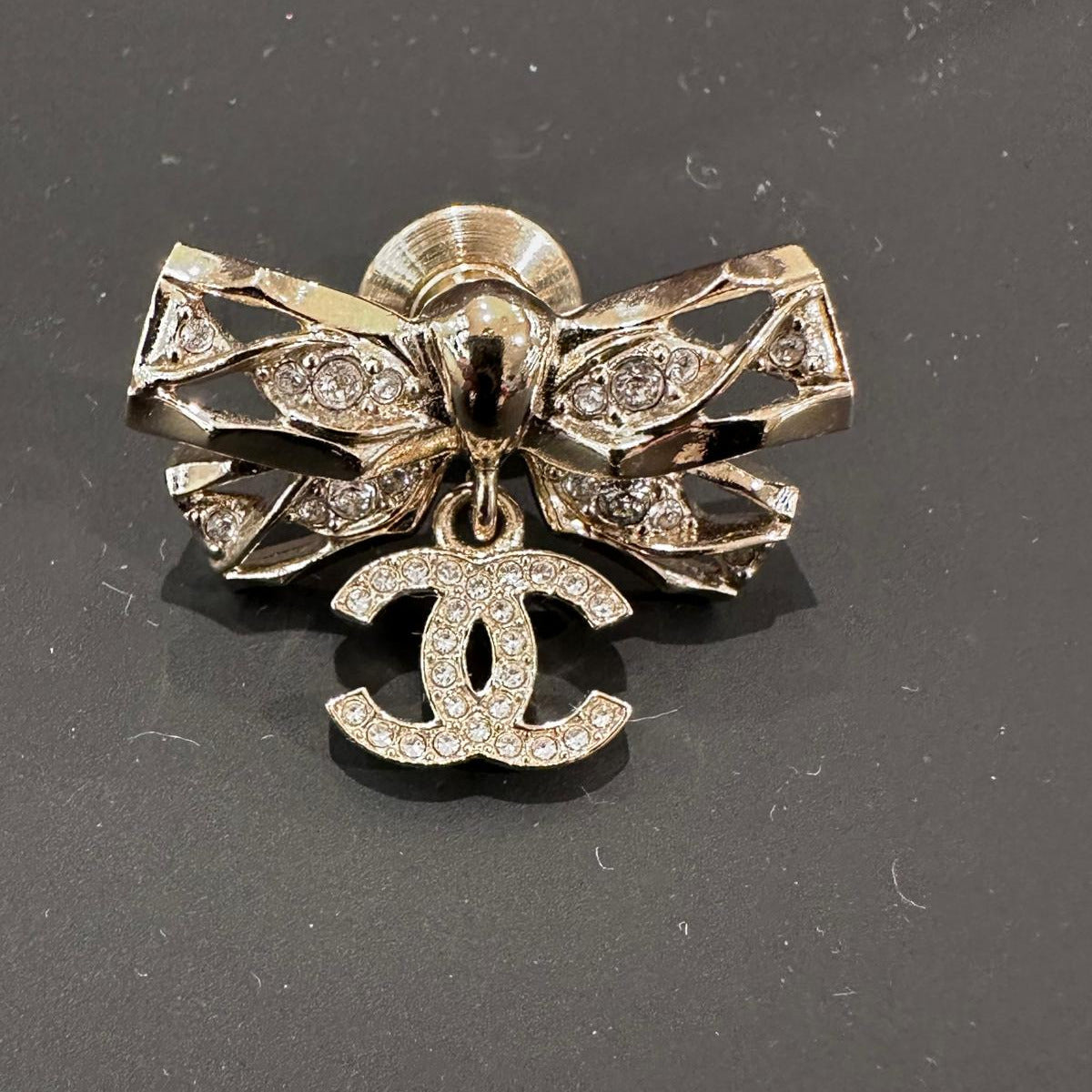 Chanel CC Diamente Bow Pin