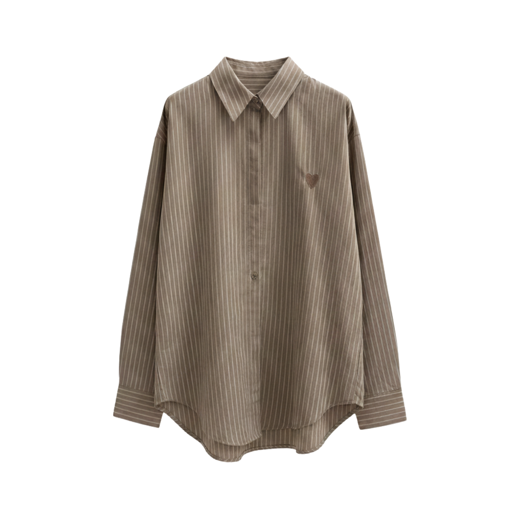 PINSTRIPE HEART EMBROIDERED SHIRT (فستان)"SAIMA"